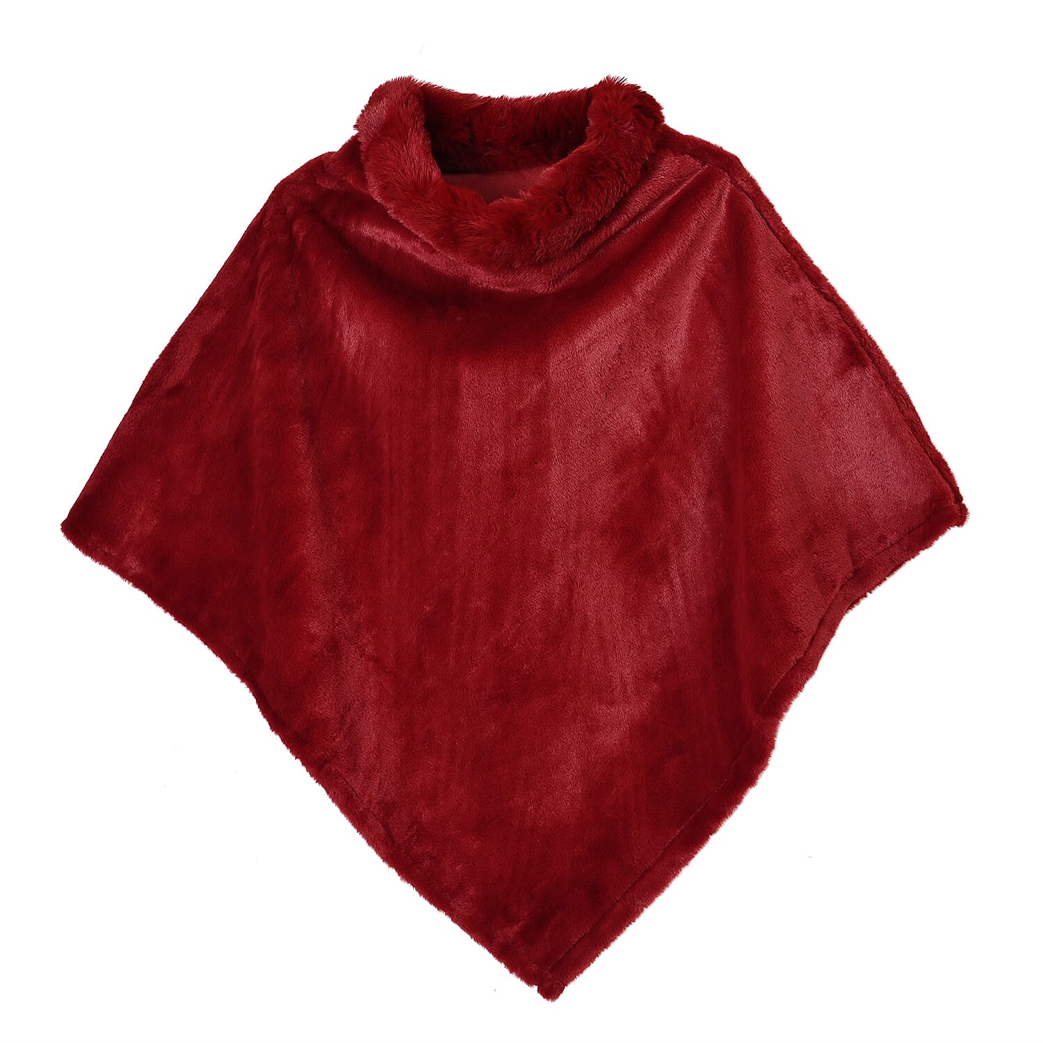 Tamsy Red Faux Fur Poncho