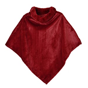 Tamsy Red Faux Fur Poncho