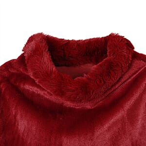Tamsy Red Faux Fur Poncho