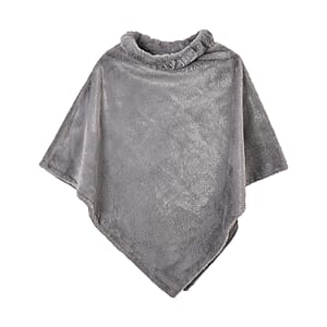 Gray Faux Fur Poncho