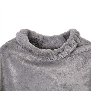 Tamsy Gray Faux Fur Poncho