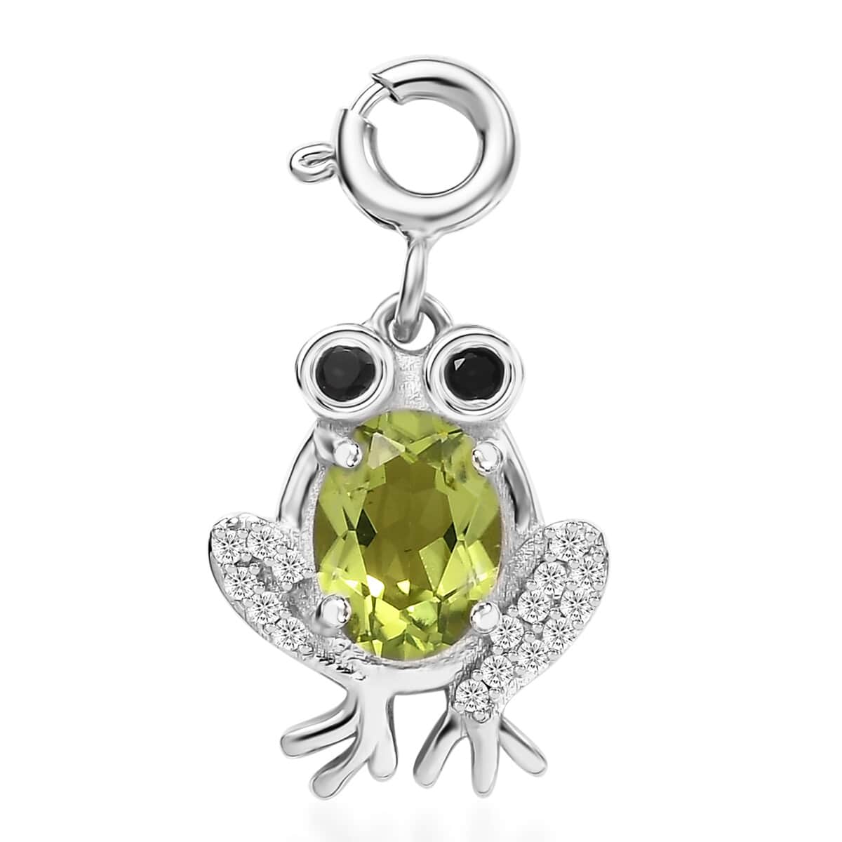 Peridot and Multi Gemstone 1.60 ctw Charm in Rhodium Over Sterling Silver image number 0