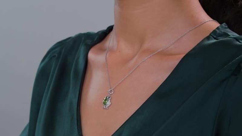 Peridot and Multi Gemstone 1.60 ctw Charm in Rhodium Over Sterling Silver