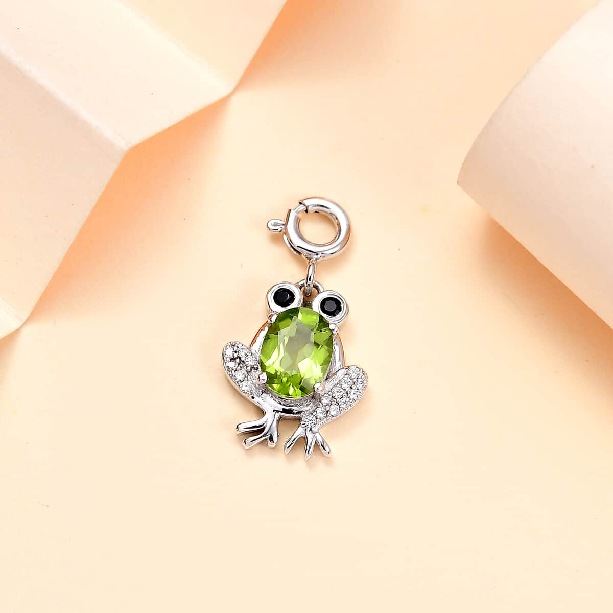 Peridot and Multi Gemstone 1.60 ctw Charm in Rhodium Over Sterling Silver image number 1