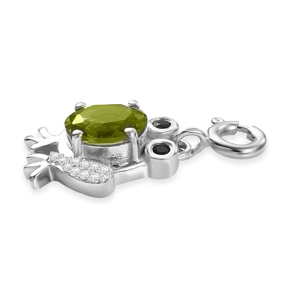 Peridot and Multi Gemstone 1.60 ctw Charm in Rhodium Over Sterling Silver image number 3