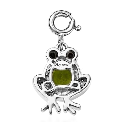 Peridot and Multi Gemstone 1.60 ctw Charm in Rhodium Over Sterling Silver
