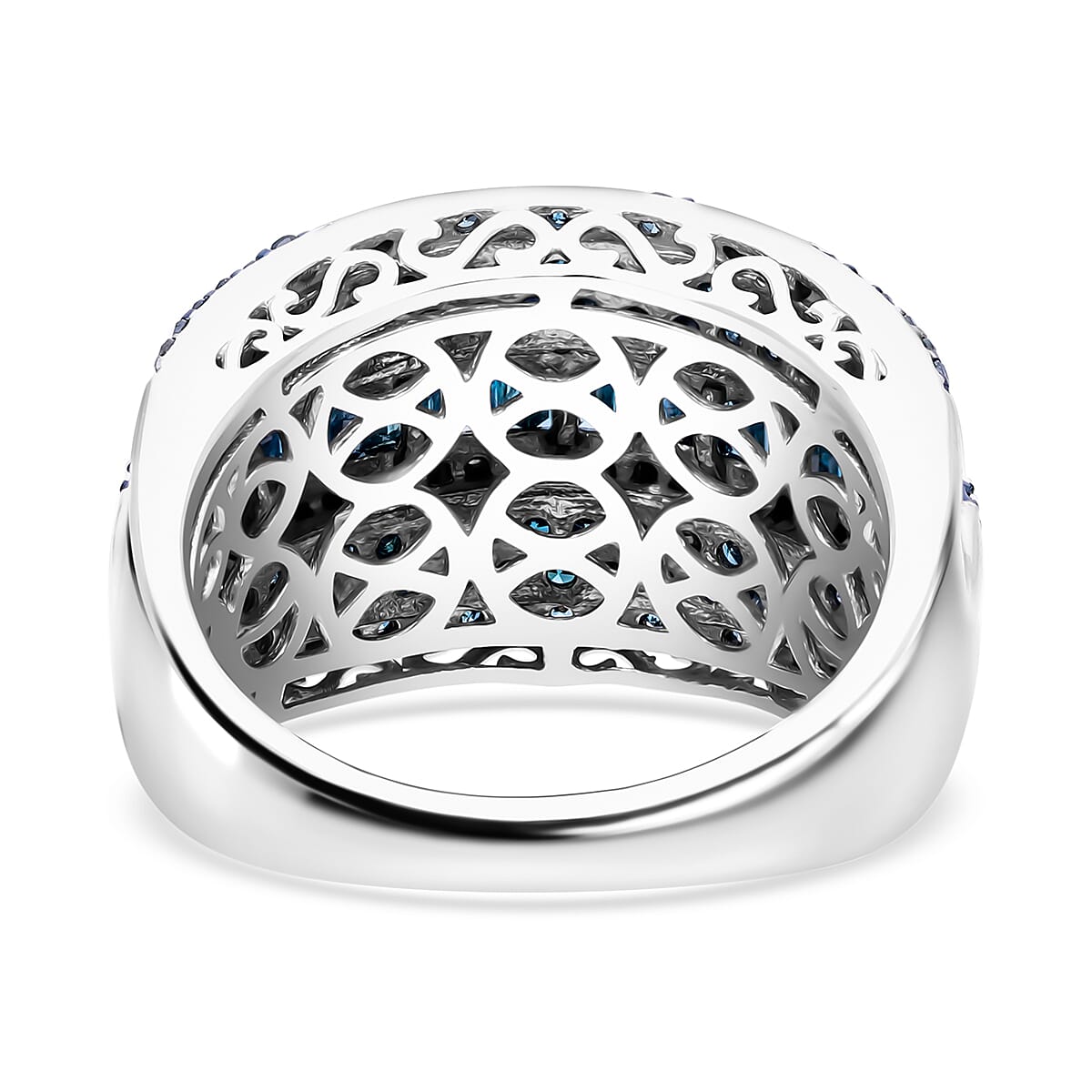Blue Diamond Ring in Platinum Over Sterling Silver (Size 6.0) 2.00 ctw