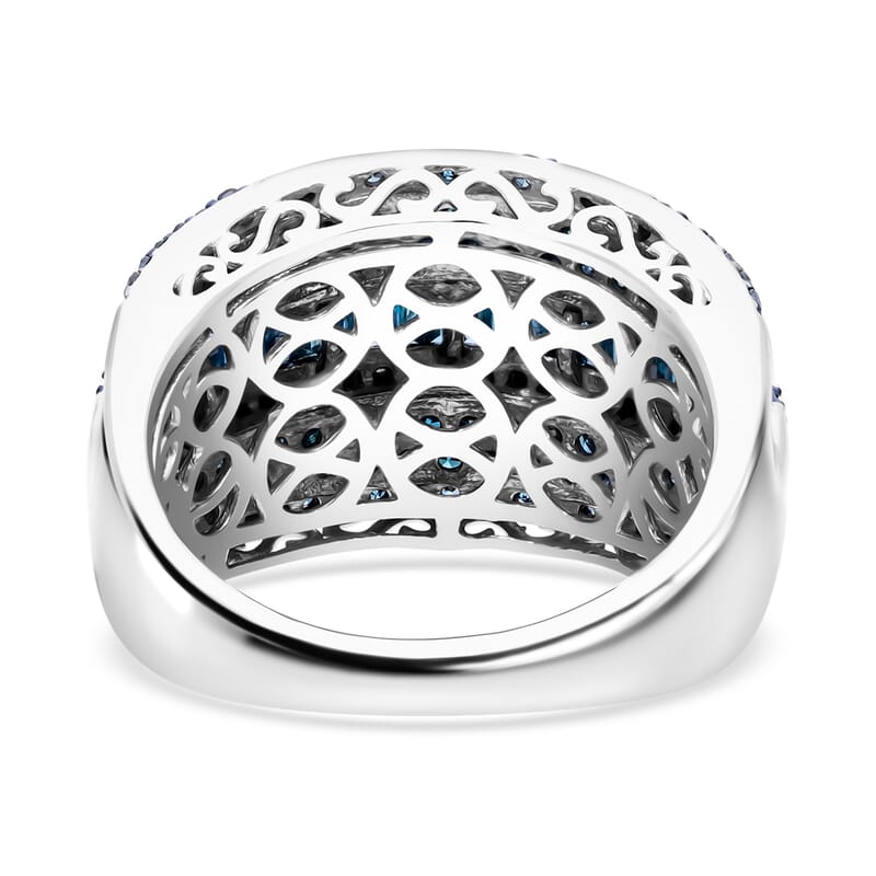 Blue Diamond Ring in Platinum Over Sterling Silver (Size 6.0) 2.00 ctw