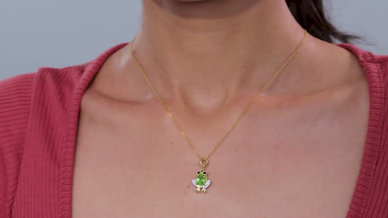 Peridot and Multi Gemstone 1.60 ctw Charm in 18K Vermeil Yellow Gold Over Sterling Silver