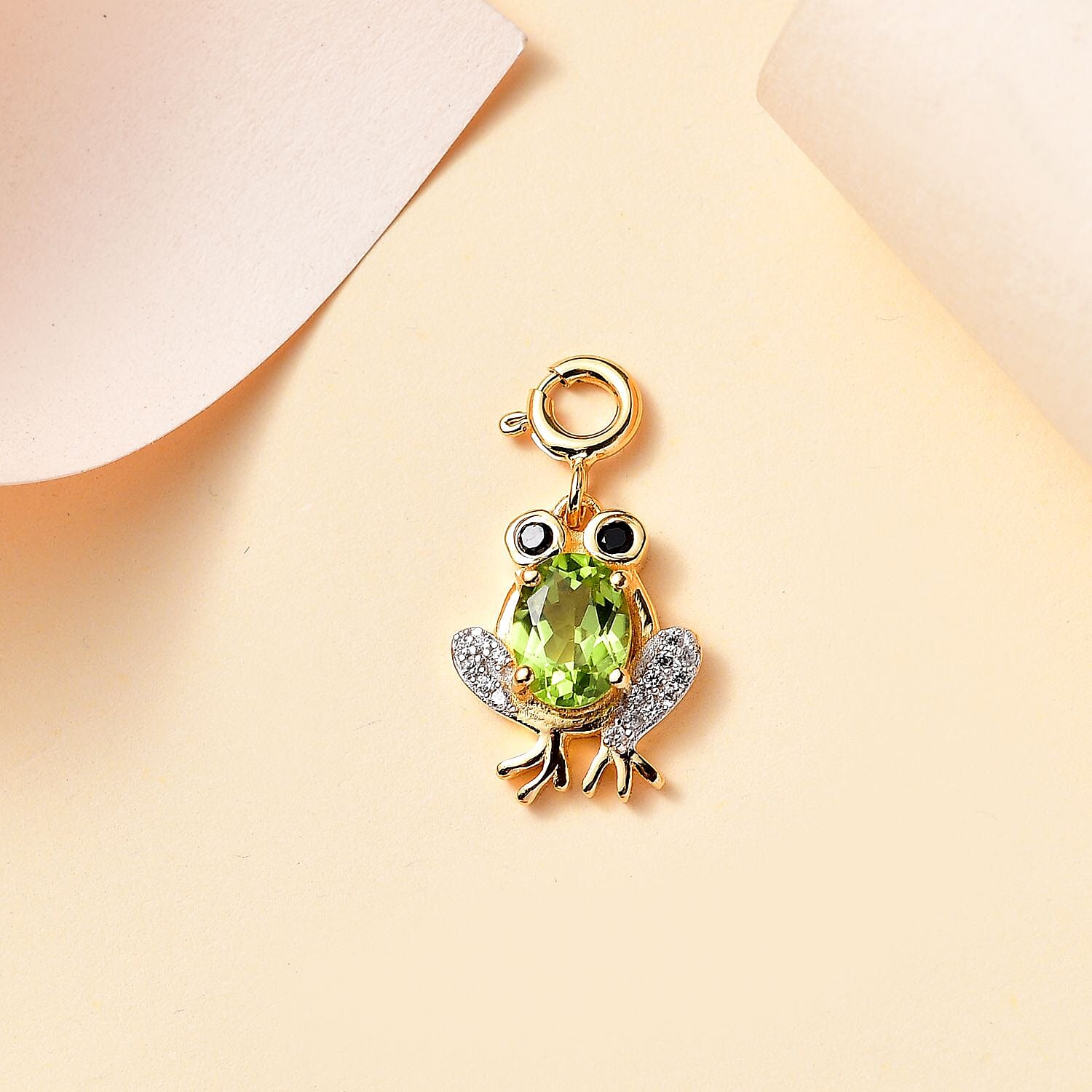 Peridot and Multi Gemstone 1.60 ctw Charm in 18K Vermeil Yellow Gold Over Sterling Silver