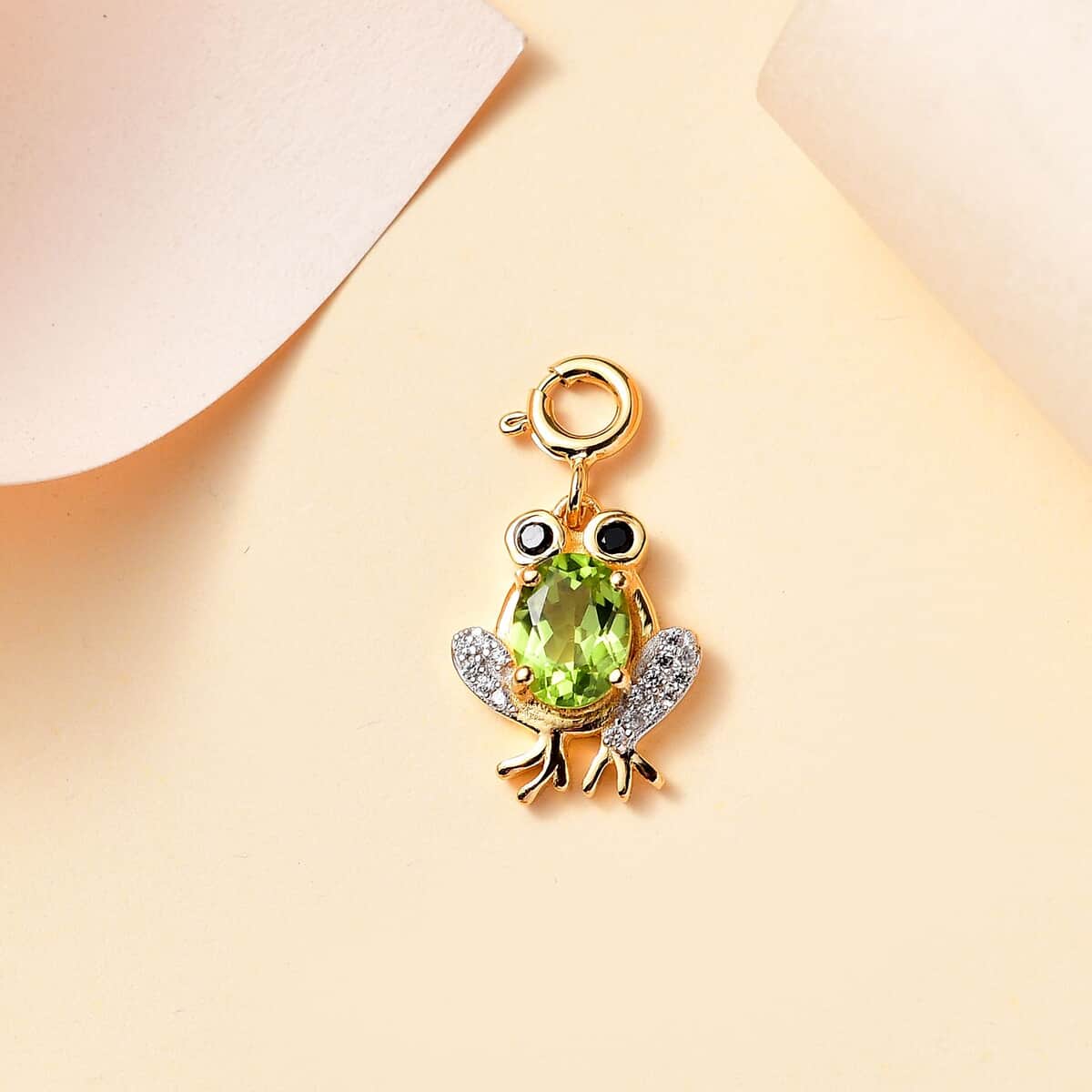 Peridot and Multi Gemstone 1.60 ctw Charm in 18K Vermeil Yellow Gold Over Sterling Silver image number 1