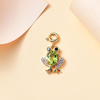 Peridot and Multi Gemstone 1.60 ctw Charm in 18K Vermeil Yellow Gold Over Sterling Silver