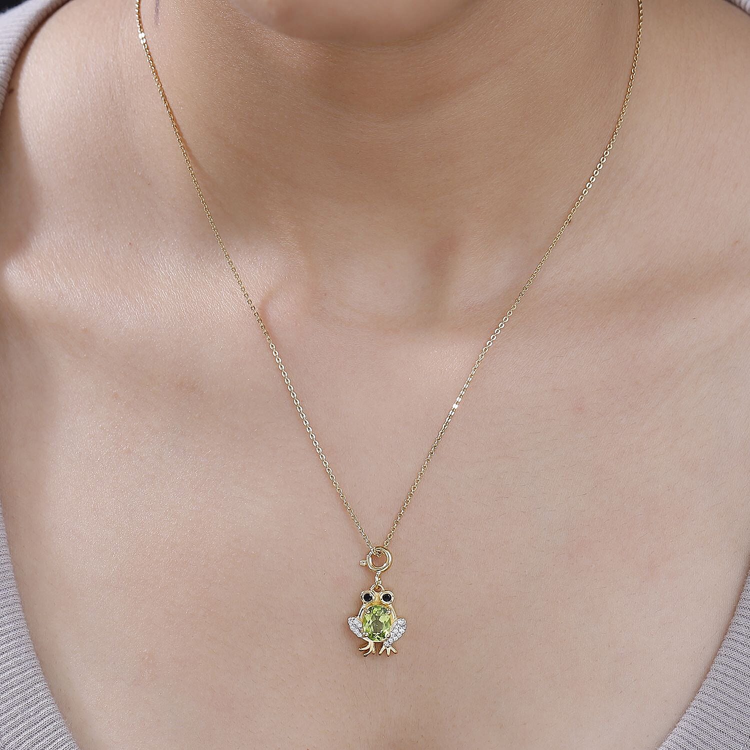 Peridot and Multi Gemstone 1.60 ctw Charm in 18K Vermeil Yellow Gold Over Sterling Silver