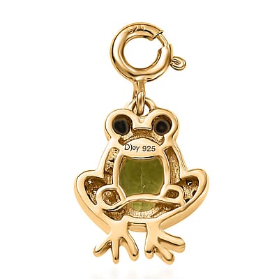 Peridot and Multi Gemstone 1.60 ctw Charm in 18K Vermeil Yellow Gold Over Sterling Silver