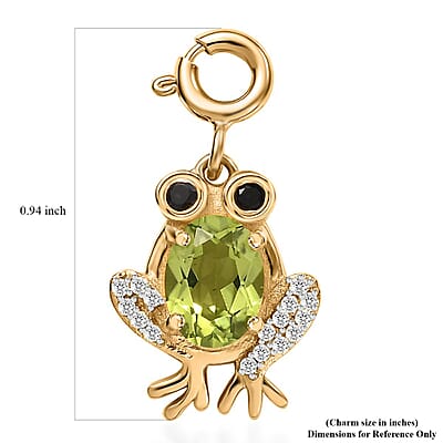 Peridot and Multi Gemstone 1.60 ctw Charm in 18K Vermeil Yellow Gold Over Sterling Silver