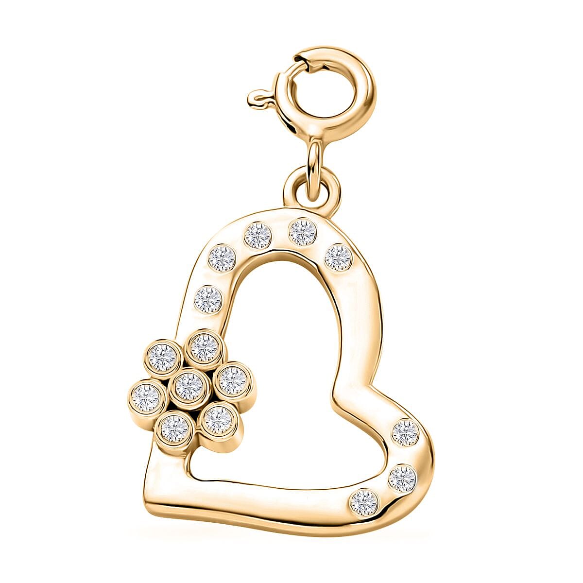 Moissanite 0.15 ctw Heart Charm in 18K Vermeil Yellow Gold Over Sterling Silver