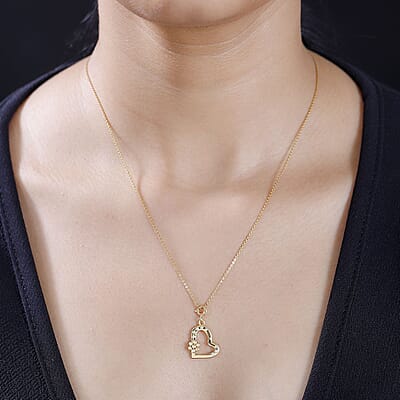 Moissanite 0.15 ctw Heart Charm in 18K Vermeil Yellow Gold Over Sterling Silver