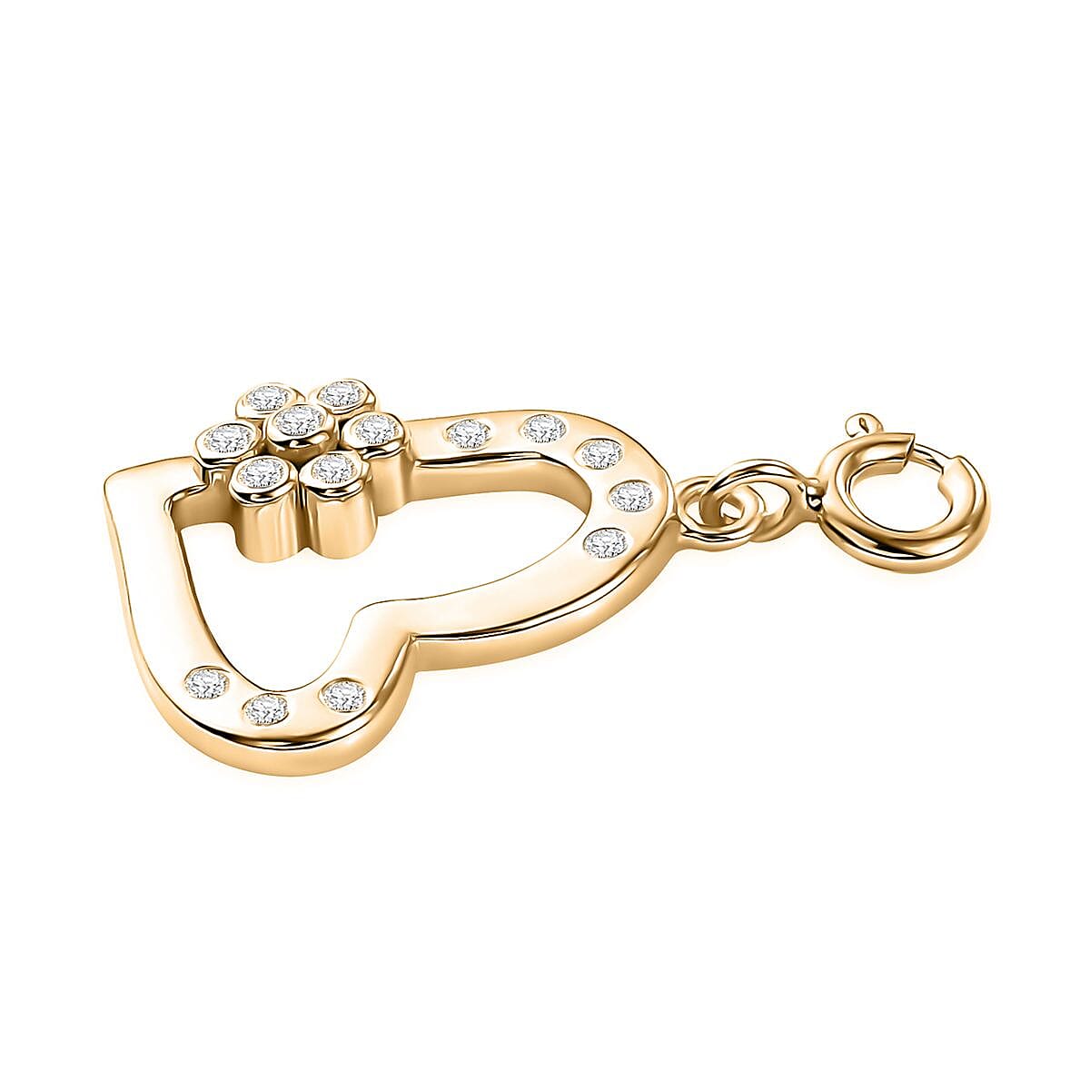 Moissanite 0.15 ctw Heart Charm in 18K Vermeil Yellow Gold Over Sterling Silver