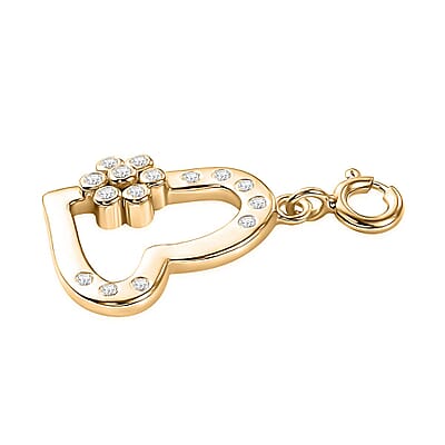 Moissanite 0.15 ctw Heart Charm in 18K Vermeil Yellow Gold Over Sterling Silver