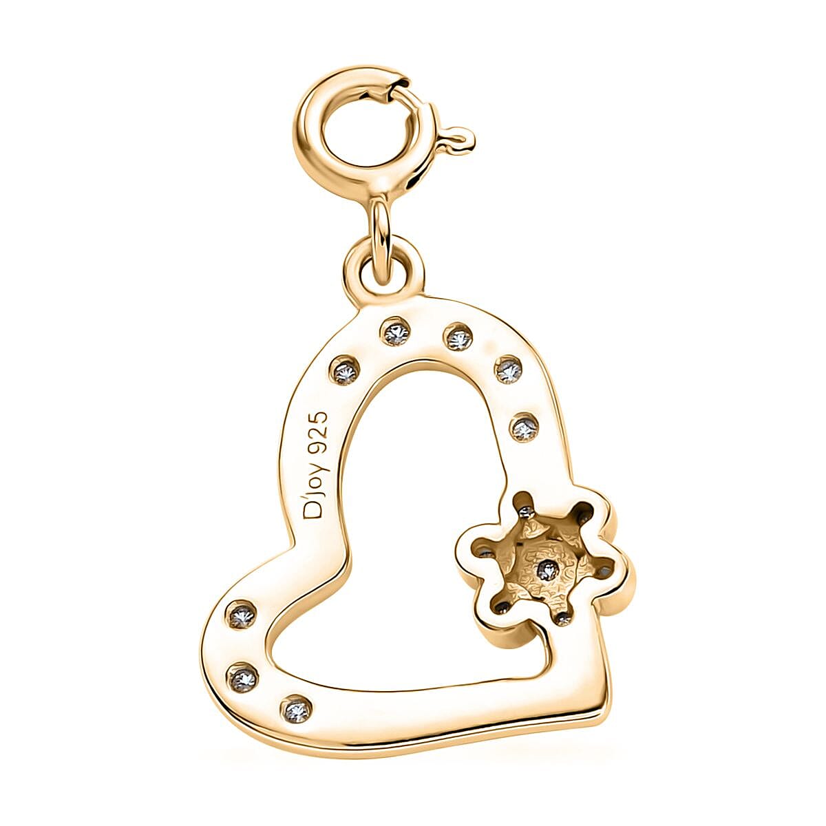 Moissanite 0.15 ctw Heart Charm in 18K Vermeil Yellow Gold Over Sterling Silver
