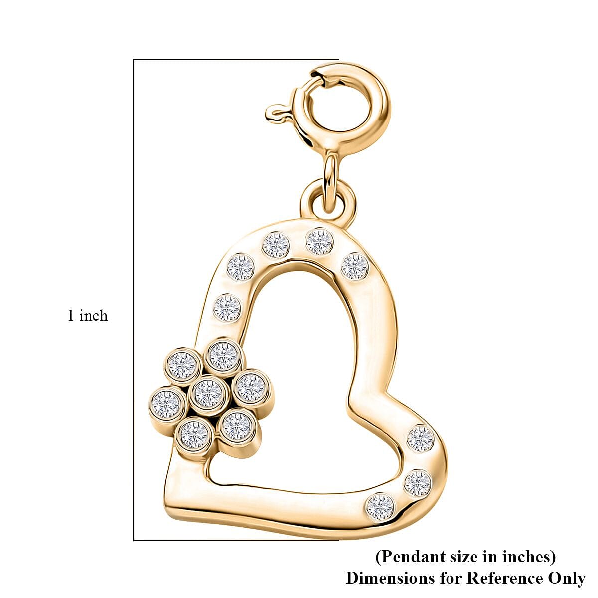 Moissanite 0.15 ctw Heart Charm in 18K Vermeil Yellow Gold Over Sterling Silver