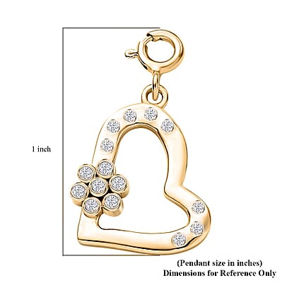 Moissanite 0.15 ctw Heart Charm in 18K Vermeil Yellow Gold Over Sterling Silver