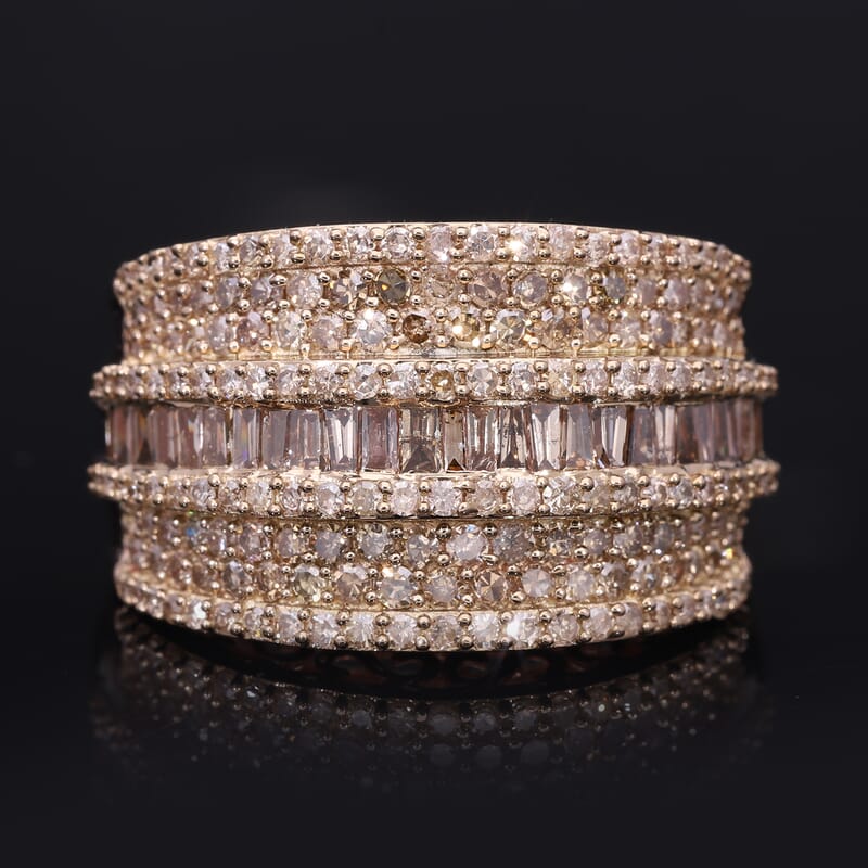 Natural Champagne Diamond Ring in Vermeil Rose Gold Over Sterling Silver (Size 7.0) 2.00 ctw