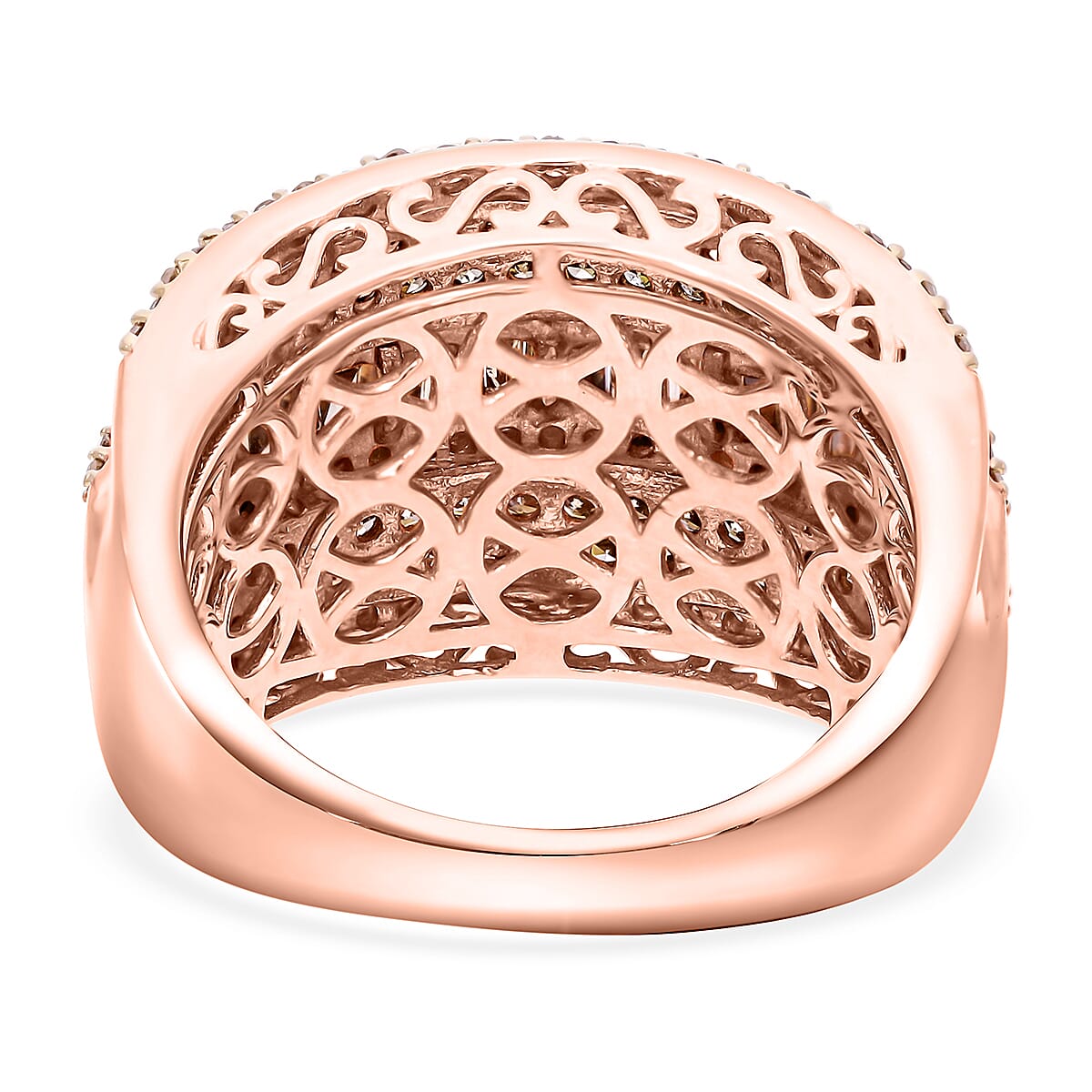 Natural Champagne Diamond Ring in Vermeil Rose Gold Over Sterling Silver (Size 7.0) 2.00 ctw