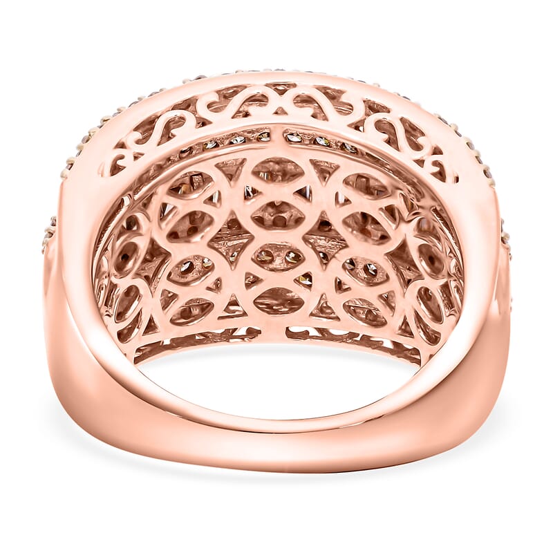 Natural Champagne Diamond Ring in Vermeil Rose Gold Over Sterling Silver (Size 7.0) 2.00 ctw