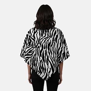 Doorbuster Tamsy Black and White Tiger Poncho - One Time Fits Most