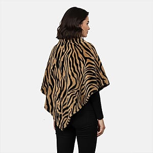  Tamsy Brown Tiger Poncho - One Time Fits Most