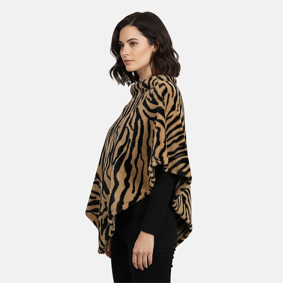  Tamsy Brown Tiger Poncho - One Time Fits Most image number 3