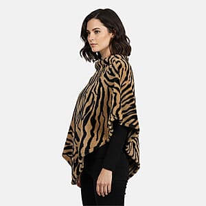  Tamsy Brown Tiger Poncho - One Time Fits Most