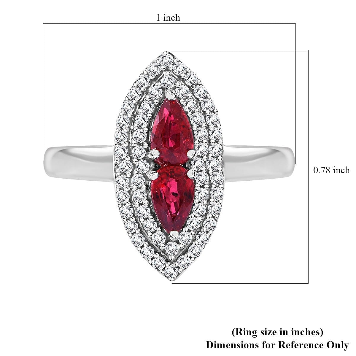Sanguine Sapphire and White Zircon Ring in Rhodium Over Sterling Silver (Size 10.0) 1.00 ctw