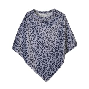Gray Leopard Print 100% Polyester Poncho