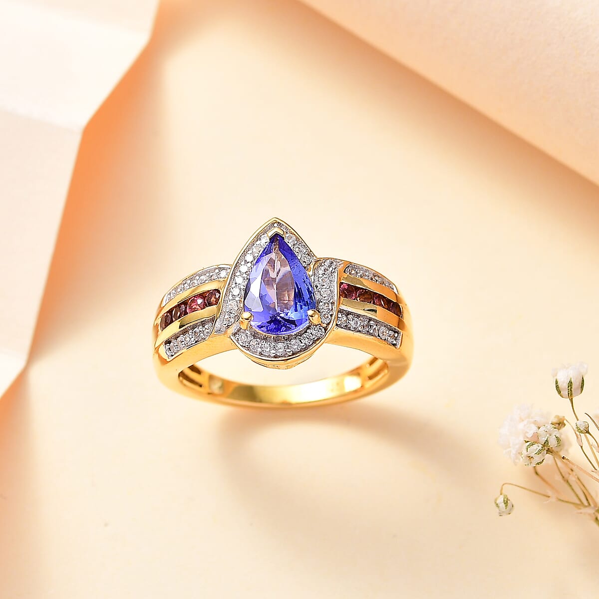 Tanzanite and Multi Gemstone Euphoria Ring in 18K Vermeil Yellow Gold Over Sterling Silver (Size 10.0) 1.70 ctw image number 1