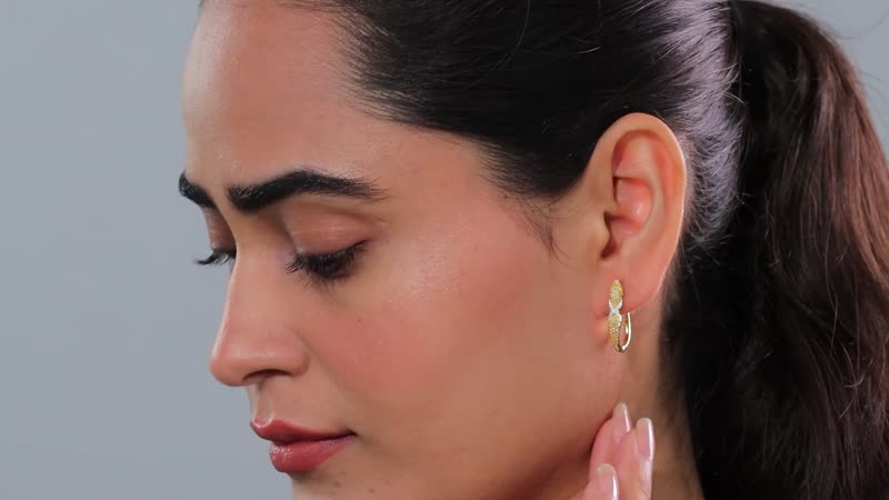 Karis Diamond Accent Hoop Earrings in 18K Yellow Gold Plated