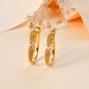 Karis Diamond Accent Hoop Earrings in 18K Yellow Gold Plated