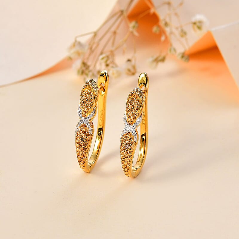 Karis Diamond Accent Hoop Earrings in 18K Yellow Gold Plated