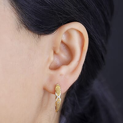 Karis Diamond Accent Hoop Earrings in 18K Yellow Gold Plated