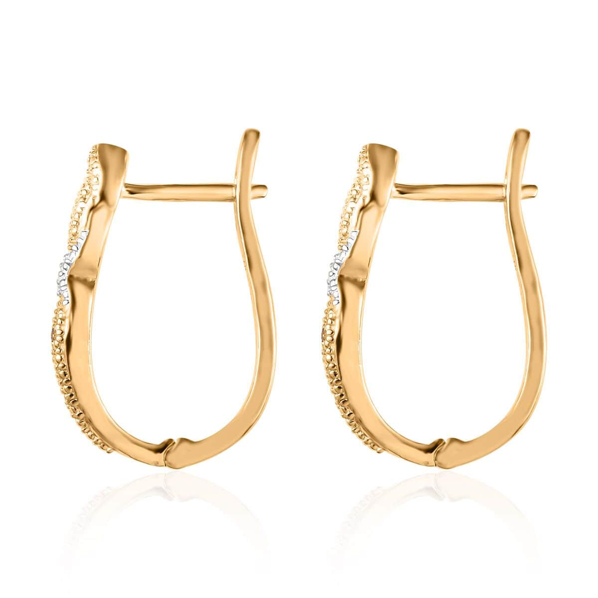 Karis Diamond Accent Hoop Earrings in 18K Yellow Gold Plated image number 2