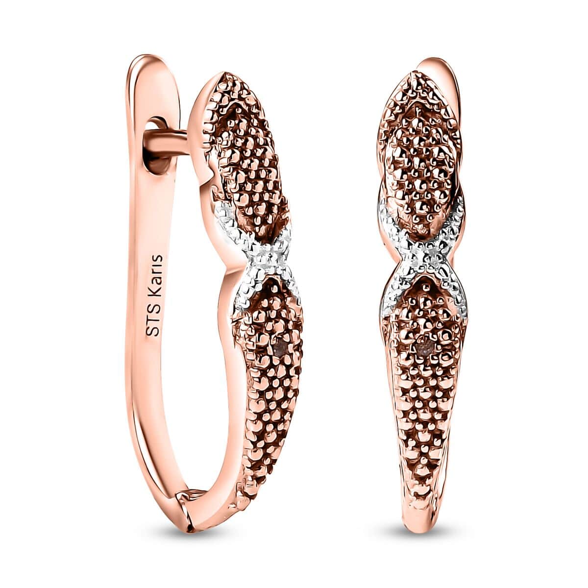 Karis Natural Champagne Diamond Accent Hoop Earrings in 18K Rose Gold Plated image number 0