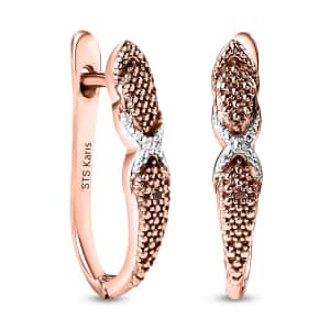 Karis Natural Champagne Diamond Accent Hoop Earrings in 18K Rose Gold Plated