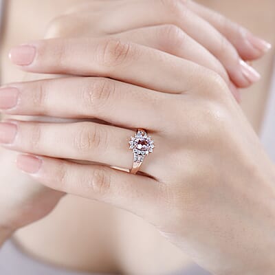 Premium Pink Morganite and Moissanite Ring in 18K Vermeil Rose Gold Over Sterling Silver (Size 10.0) 1.15 ctw