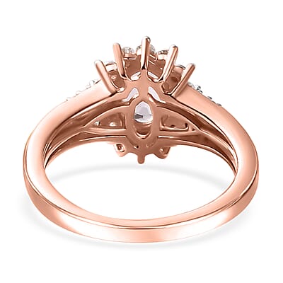 Premium Pink Morganite and Moissanite Ring in 18K Vermeil Rose Gold Over Sterling Silver (Size 10.0) 1.15 ctw