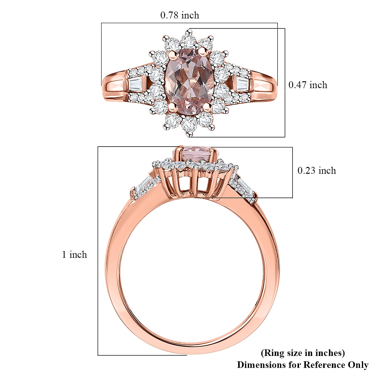Premium Pink Morganite and Moissanite Ring in 18K Vermeil Rose Gold Over Sterling Silver (Size 10.0) 1.15 ctw