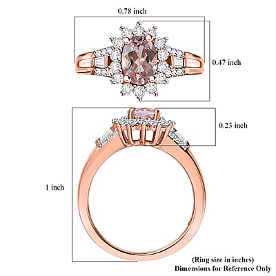Premium Pink Morganite and Moissanite Ring in 18K Vermeil Rose Gold Over Sterling Silver (Size 10.0) 1.15 ctw