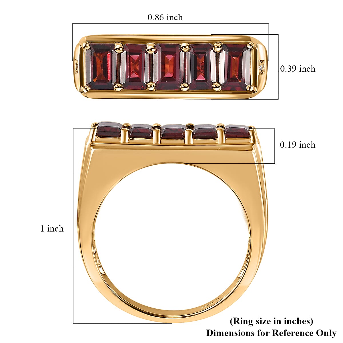 D'Joy Orissa Rhodolite Garnet and Moissanite Men's Ring in 18K Vermeil Yellow Gold Over Sterling Silver (Size 10.0) 4.10 ctw
