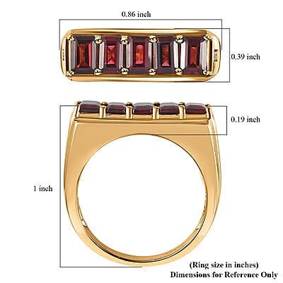 D'Joy Orissa Rhodolite Garnet and Moissanite Men's Ring in 18K Vermeil Yellow Gold Over Sterling Silver (Size 10.0) 4.10 ctw