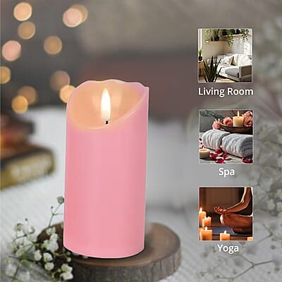 Set of 3 Flameless and Fireless Pink Colored Plastic Candle without Remote Control (2xAA Battery not included)
